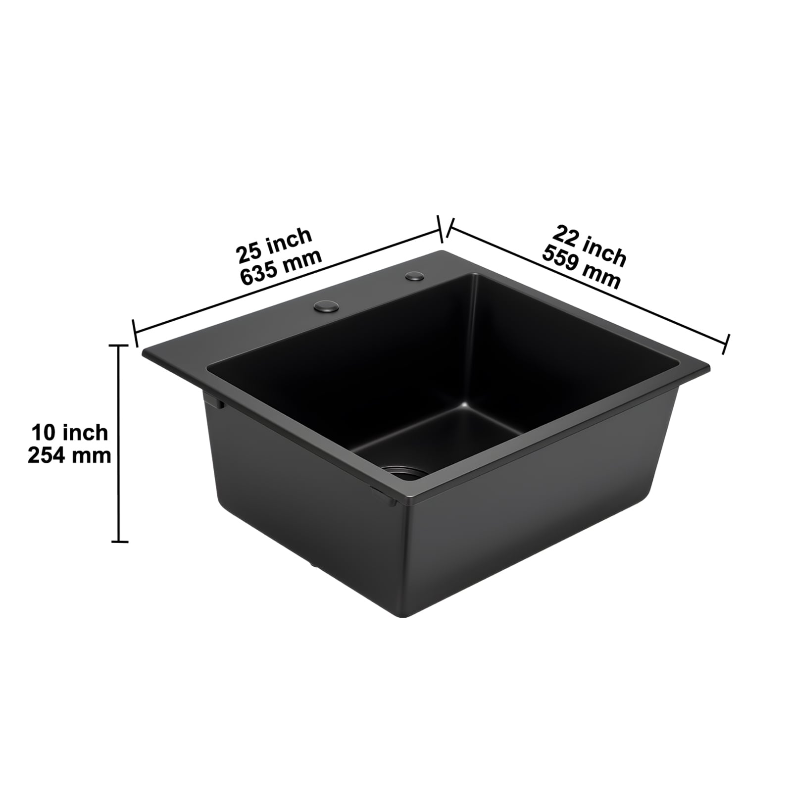 25 Inch Granite Kitchen Sink Top Mount Single Bowl Drop-In Basin For RV Bar_voghion.com